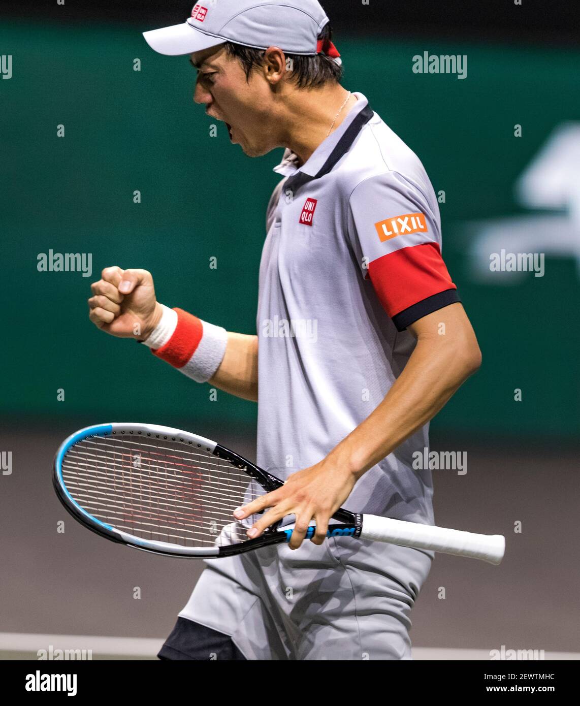 Rotterdam, Niederlande, 3. märz 2021, ABNAMRO World Tennis Tournament, Ahoy, erste Runde Singles: Kei Nishikori (JPN) Alex De Minaur (AUS).Foto: www.tennisimages.com/henkkoster Stockfoto