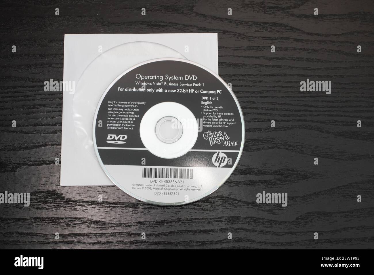 Windows Vista-Disc nur im Lieferumfang des neuen HP oder Compaq enthalten PC Stockfoto