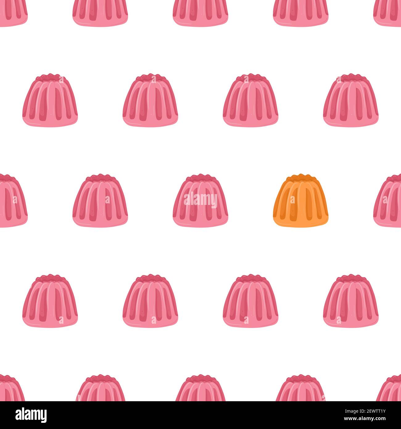 Cartoon nahtlose Muster für Stoff-Design mit rosa Gelee. Auffallendes Element - ein Orangengelee. Farbenfroher Hintergrund. Stock Vektor