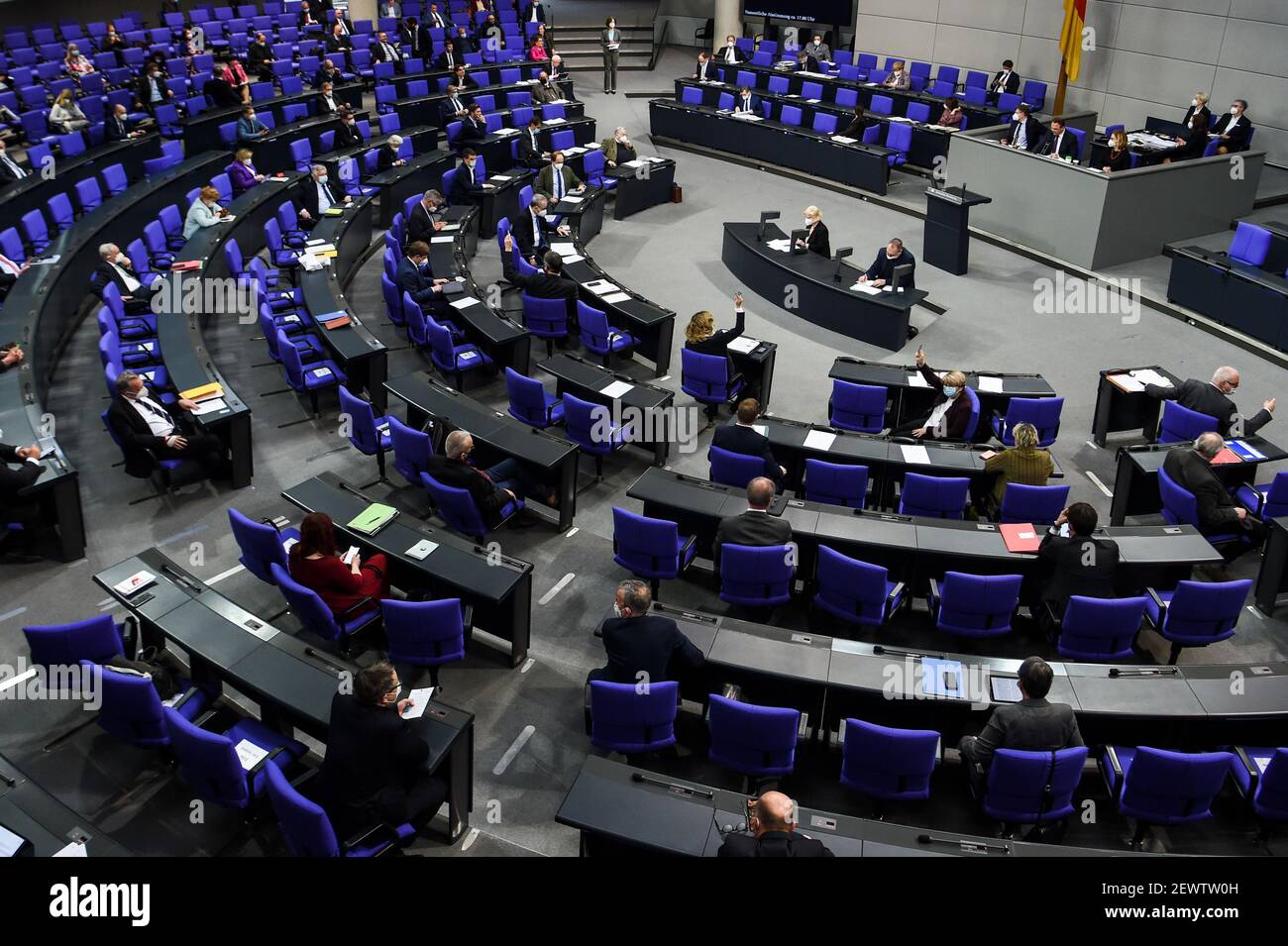 Berlin, Deutschland. März 2021, 03rd. Ein Blick auf den Plenarsaal im Deutschen Bundestag. Quelle: Kira Hofmann/dpa-Zentralbild/dpa/Alamy Live News Stockfoto