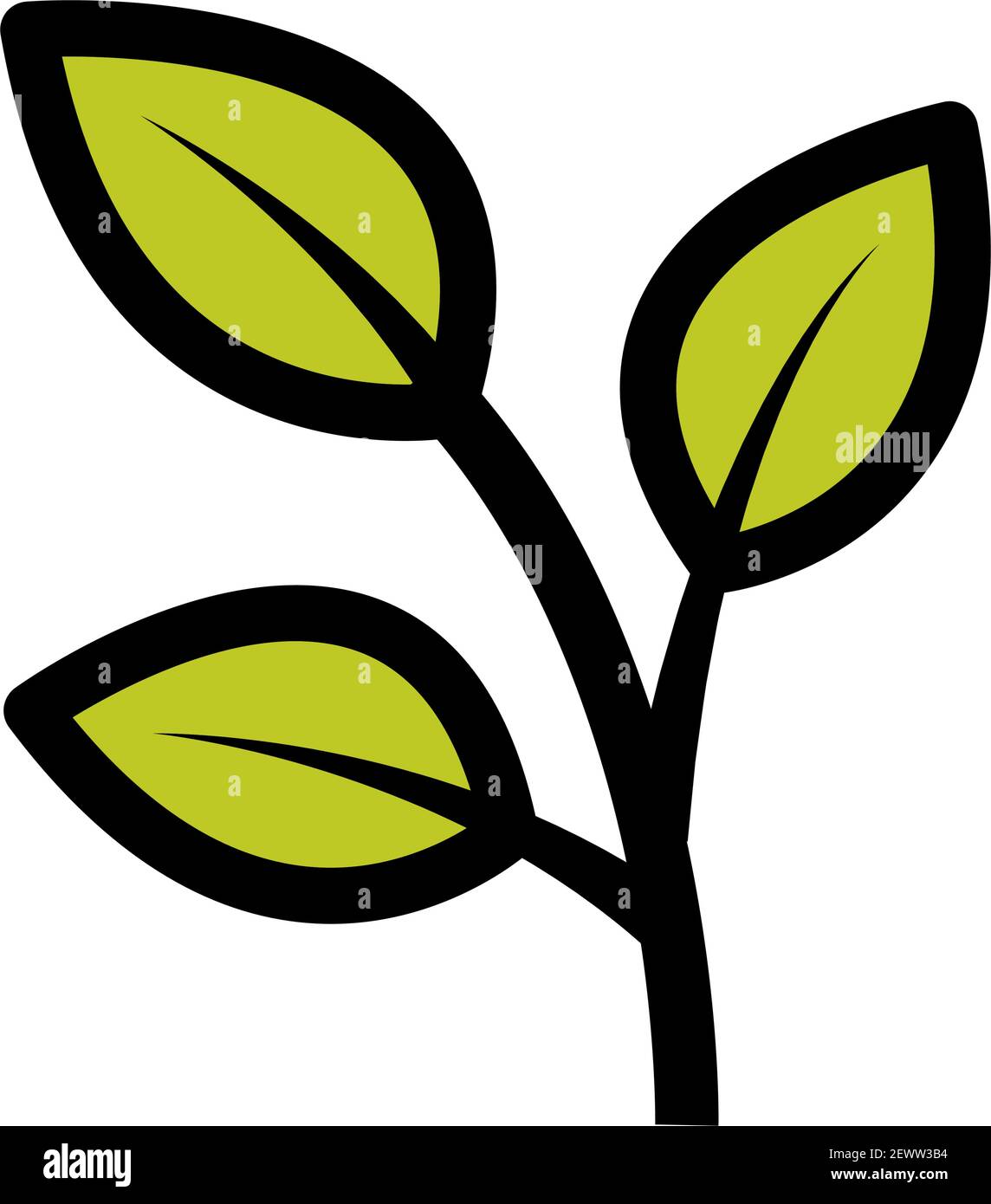 Minimalistischer grüner Baum Zweig Logo-Symbol im einfachen Stil Stock Vektor