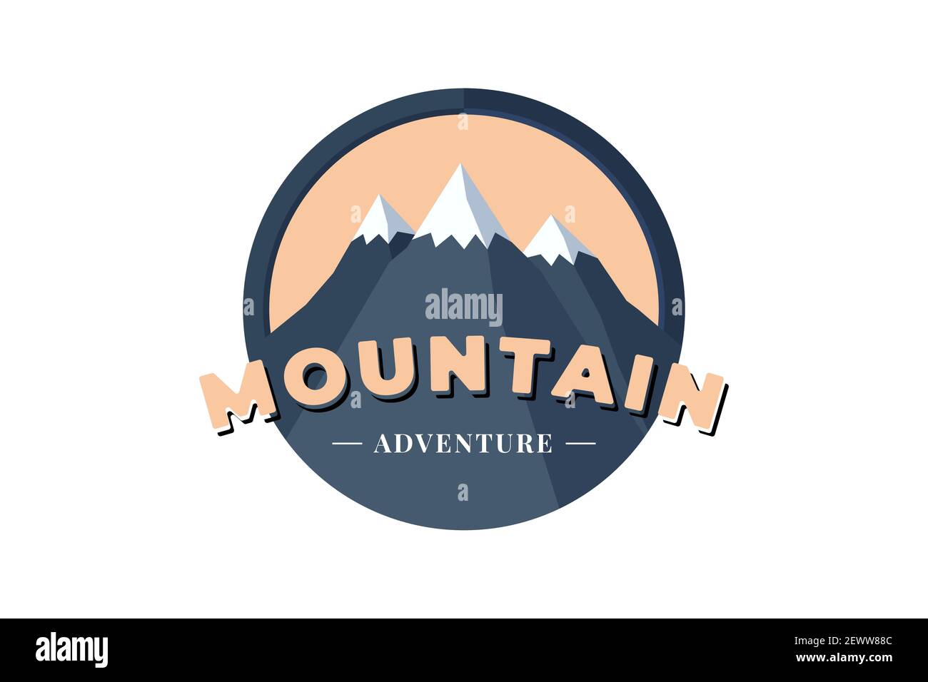 Mountain Adventure Circle Schild Logo Abzeichen für Extremtourismus und Sportwandern. Outdoor Natur Camping Label Vektor eps Illustration Stock Vektor