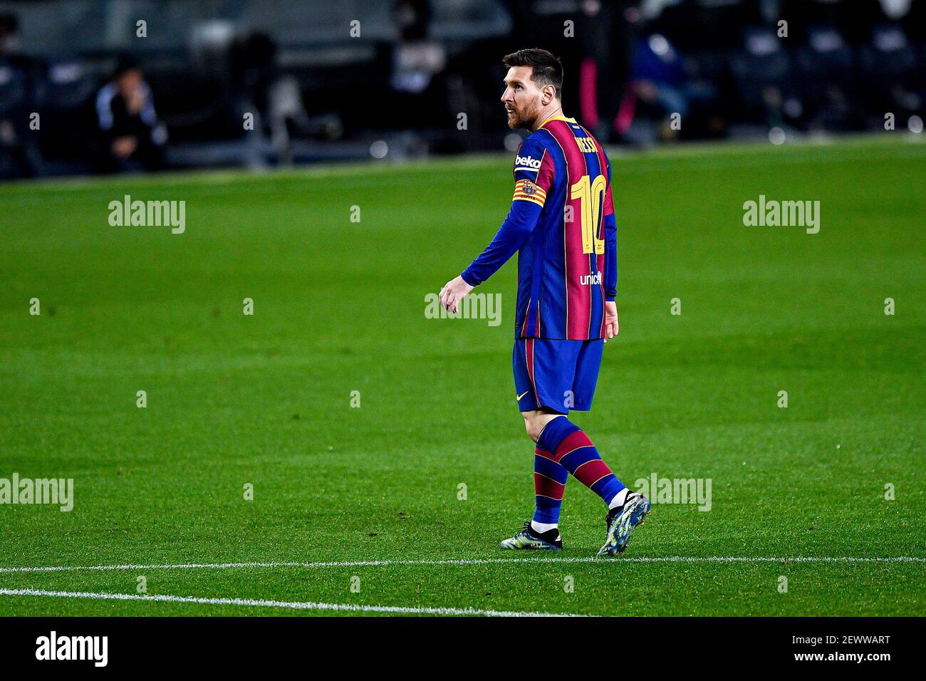 BARCELONA, SPANIEN - 3. MÄRZ: Lionel Messi vom FC Barcelona beim Copa del Rey Spiel zwischen Barcelona und Sevilla im Camp Nou am 3. März 2021 in Barcelona, Spanien (Foto: Pablo Morano/Orange Pictures) Stockfoto