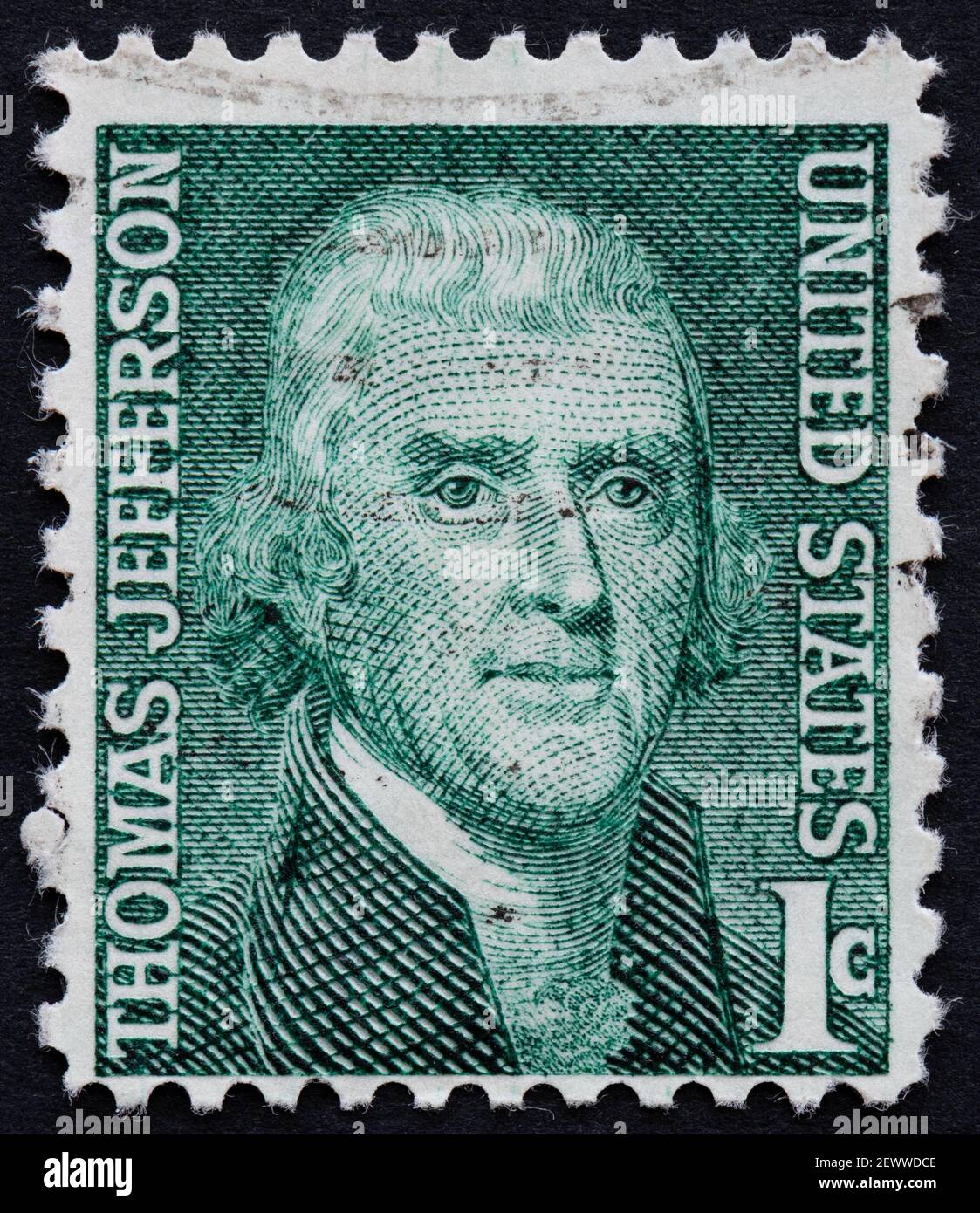 Thomas Jefferson Vereinigte Staaten 1c Briefmarke ausgegeben 1968 Stockfoto