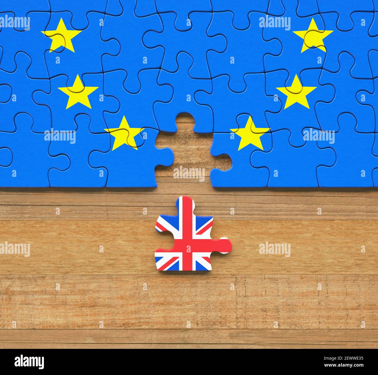 Vereinigten Königreichs aus der Europäischen Union in Puzzleteile vertreten. Stockfoto