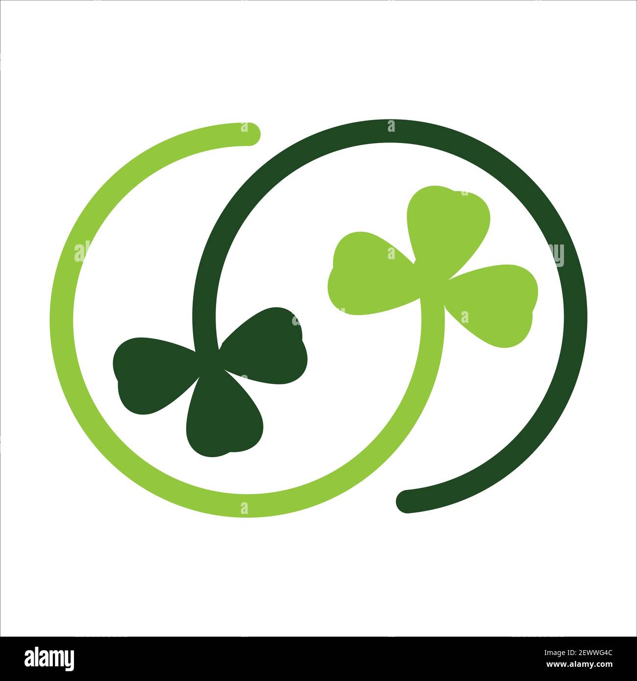 Flaches Design unendlich Klee Blätter Symbol isoliert auf weißem Hintergrund. Traditionelles irisches Symbol für St. Patricks Tag. Vektorgrafik EPS,8 EPS,10 Stock Vektor