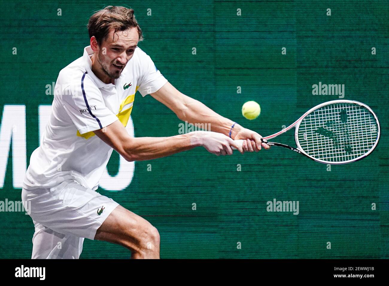 ROTTERDAM, NIEDERLANDE - 3. MÄRZ: Daniil Medvedev von Russland während seines Spiels gegen Dusan Lajovic von Serbien während des 48e ABN AMRO World Tennis Tournament in Rotterdam Ahoy am 3. März 2021 in Rotterdam, Niederlande (Foto von Henk Seppen/Orange Pictures) Credit: Orange Pics BV/Alamy Live News Stockfoto
