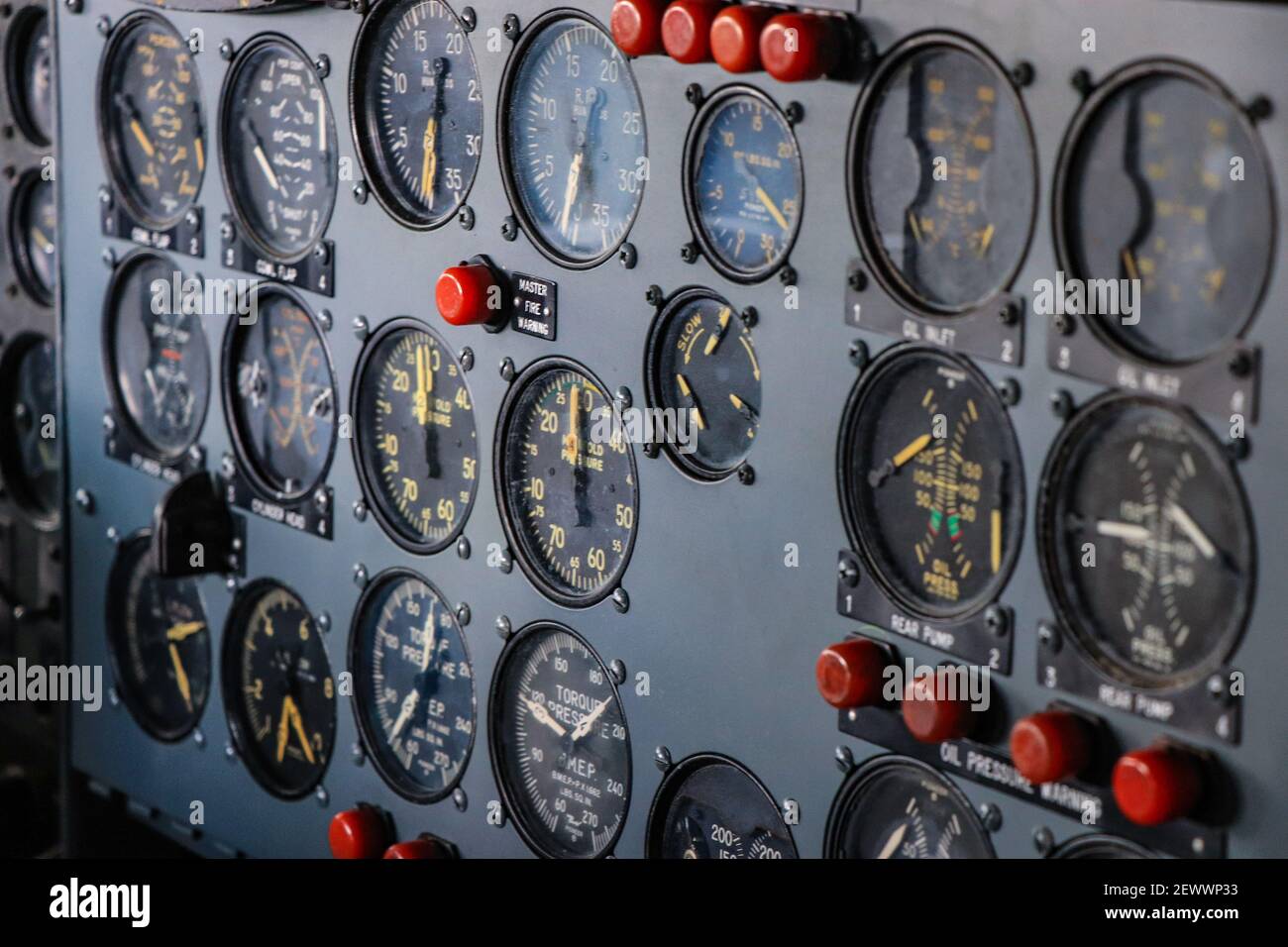 Control-Panel in einem Flugzeug-cockpit Stockfoto