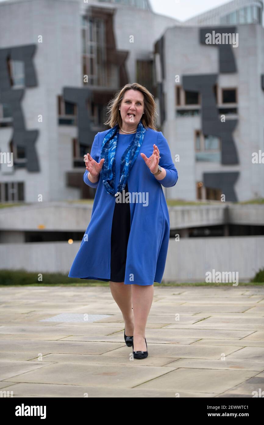 Edinburgh, Schottland, Großbritannien. März 2021, 3rd. Im Bild: Michelle Ballantyne MSP Scottish Leader of Reform UK und MSP für den Süden Schottlands. Michelle ist eine ehemalige Abgeordnete der schottischen Konservativen und Unionistischen Partei, wo sie vor kurzem ihre Mitgliedschaft aus der Partei zurückgetreten hat. Sie tritt der britischen Reform Party bei, die von Nigel Farage und Catherine Blaiklock mit dem erklärten Ziel gegründet wurde, für den Brexit zu werben.Kredit: Colin Fisher/Alamy Live News Stockfoto