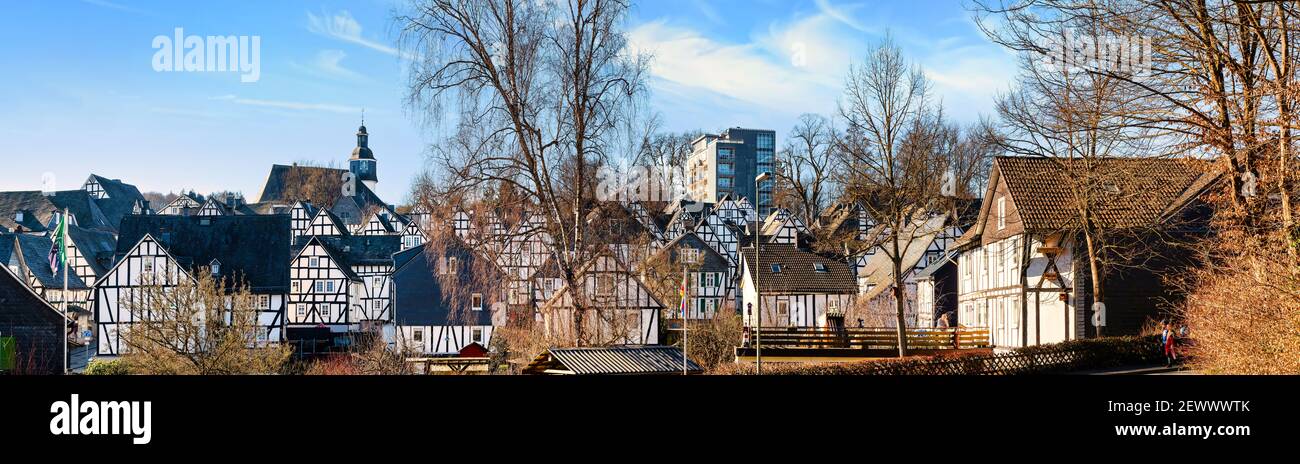 Historischer Kern von Freudenberg mit schönen Fachwerkhäusern im Siegerland Stockfoto