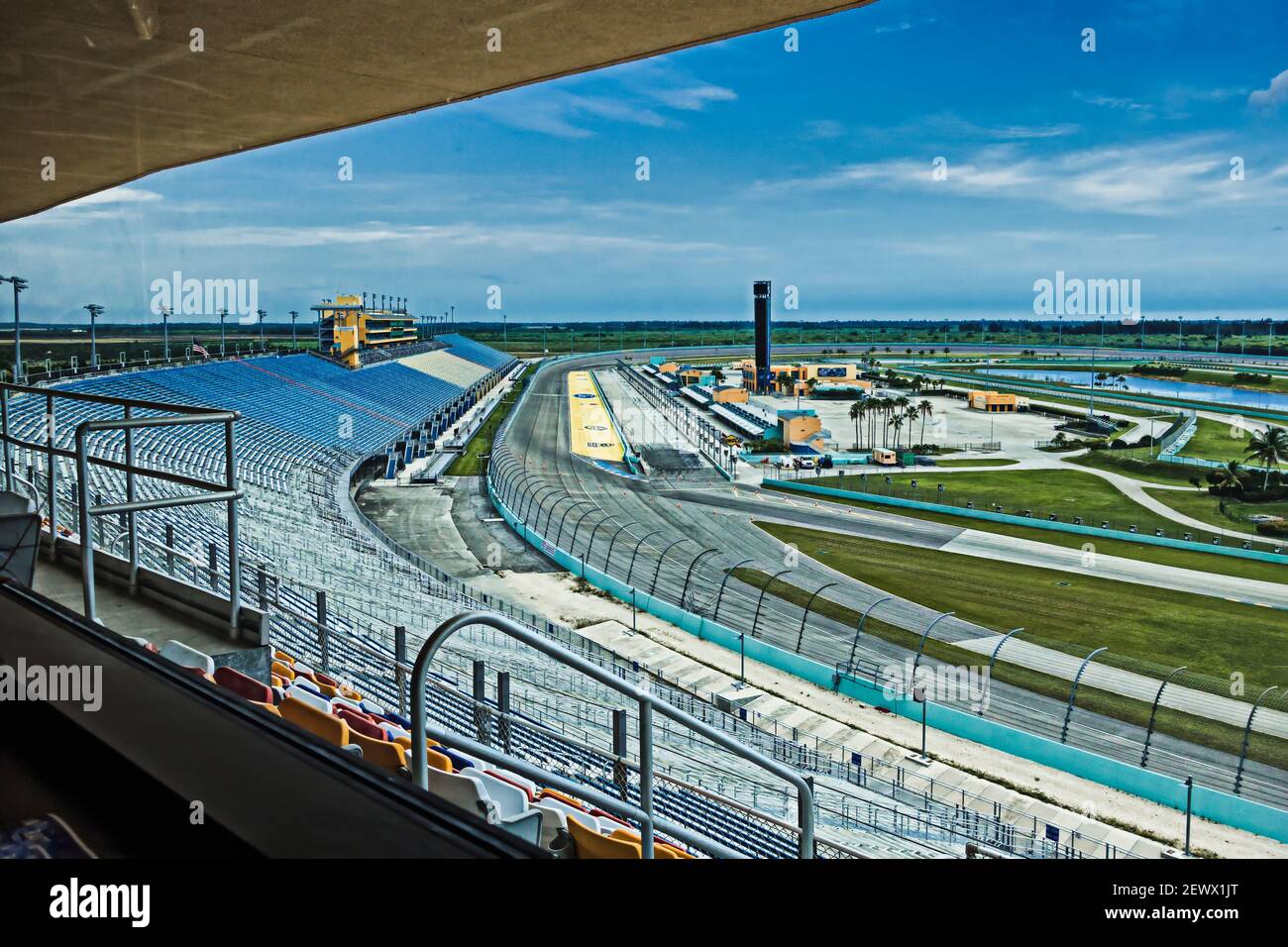 Innenansicht des Homestead Miami Speedway in Süd-Florida. Stockfoto
