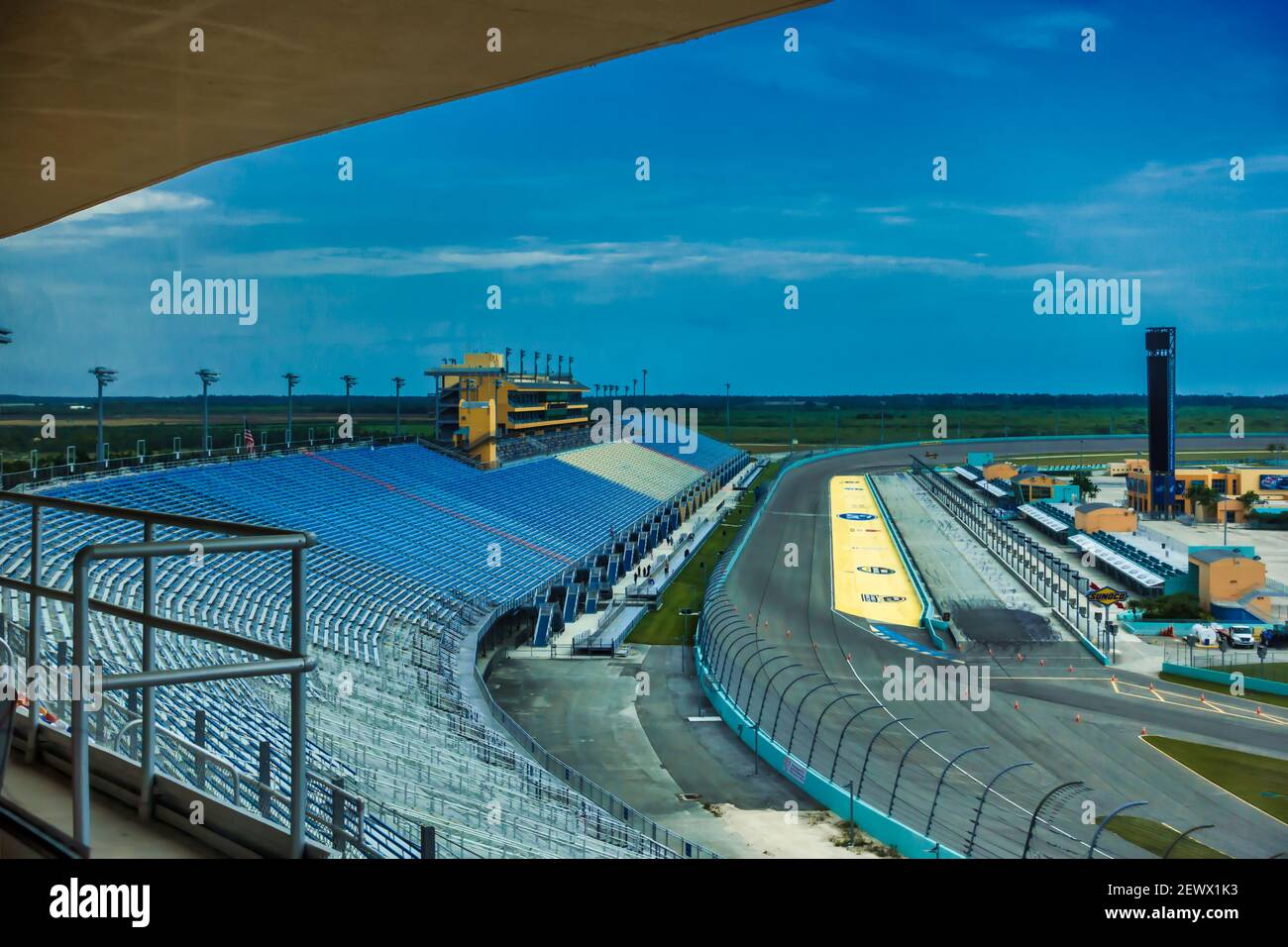 Innenansicht des Homestead Miami Speedway in Süd-Florida. Stockfoto