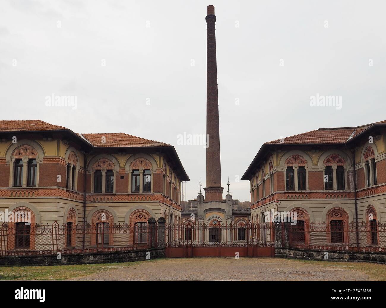 Historisches Arbeiterdorf Crespi d'Adda, Lombardei, Italien Stockfoto