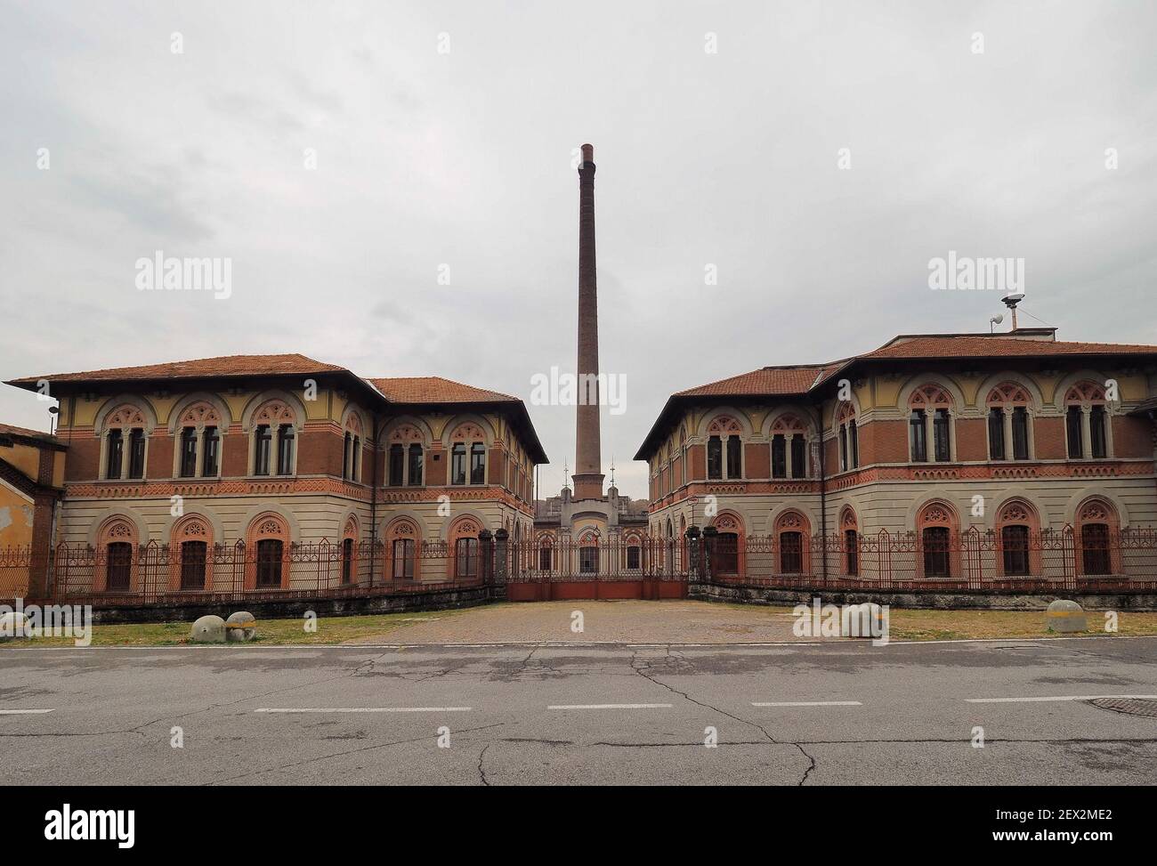 Historisches Arbeiterdorf Crespi d'Adda, Lombardei, Italien Stockfoto