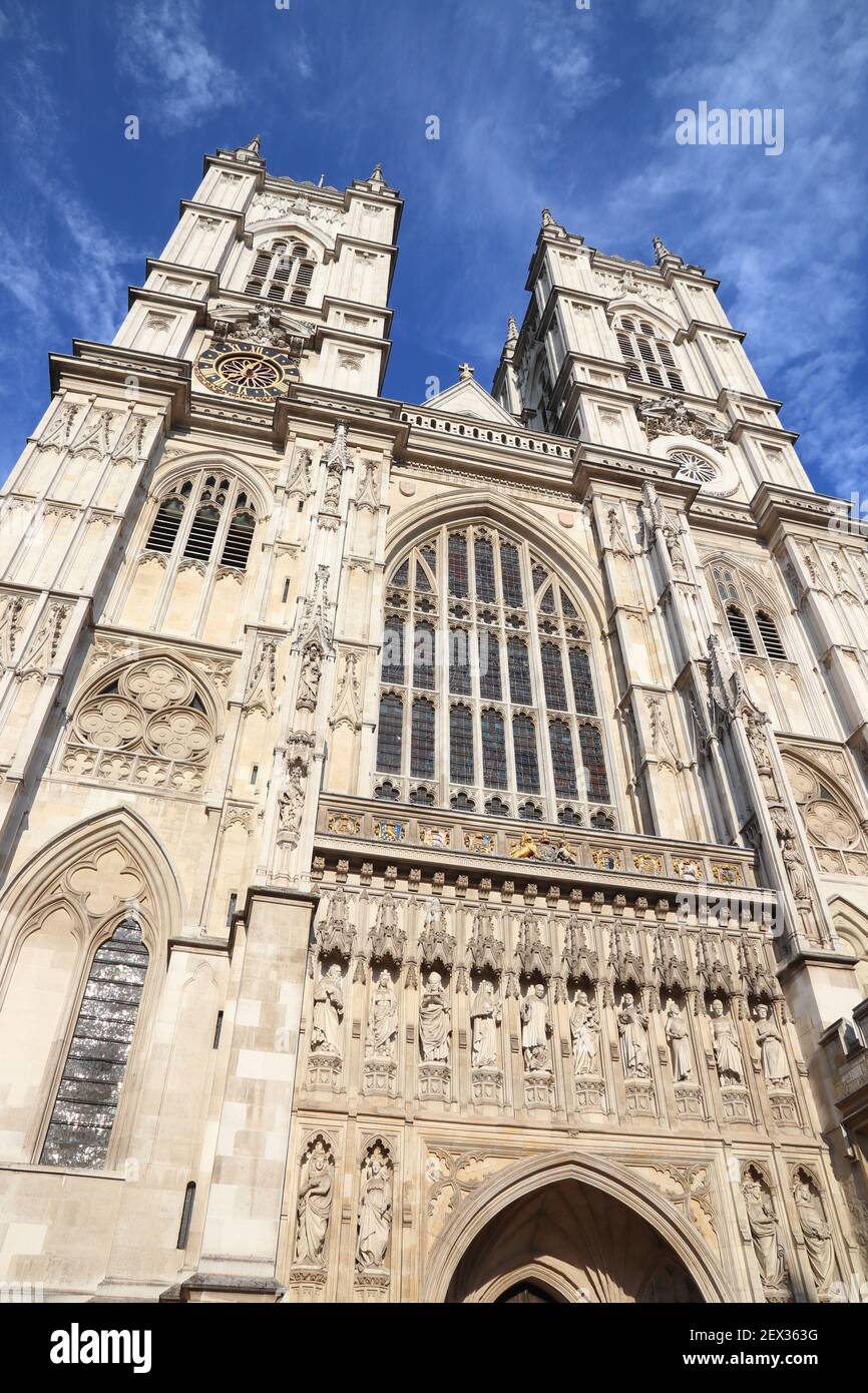 Wahrzeichen Londons. Westminster Abbey, London. Gotische Abteikirche in der City of Westminster. Stockfoto