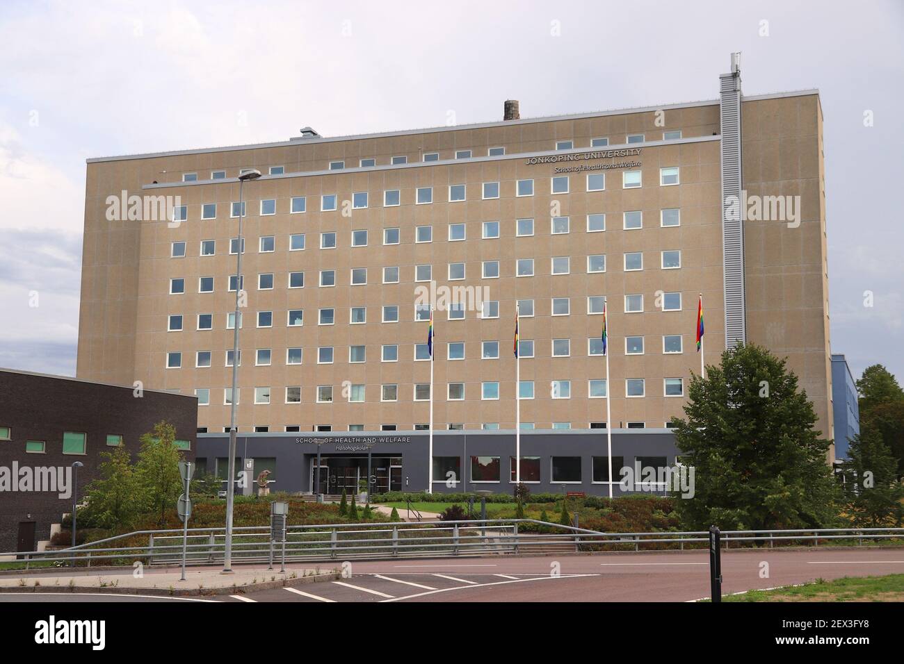 JONKOPING, SCHWEDEN - 25. AUGUST 2018: Jonkoping University Department: School of Health and Welfare in Sweden. Die Jonkoping Universität hat 12.000 Studenten Stockfoto