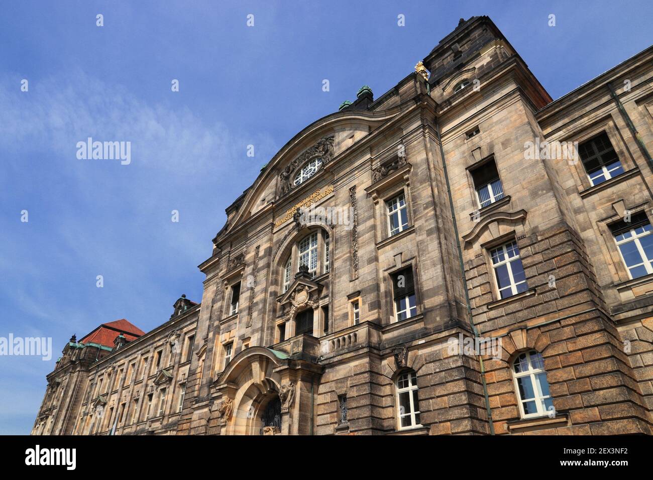 Stadt Dresden in Deutschland. Sachsische Staatskanzlei: Landesamt Sachsen. Stockfoto
