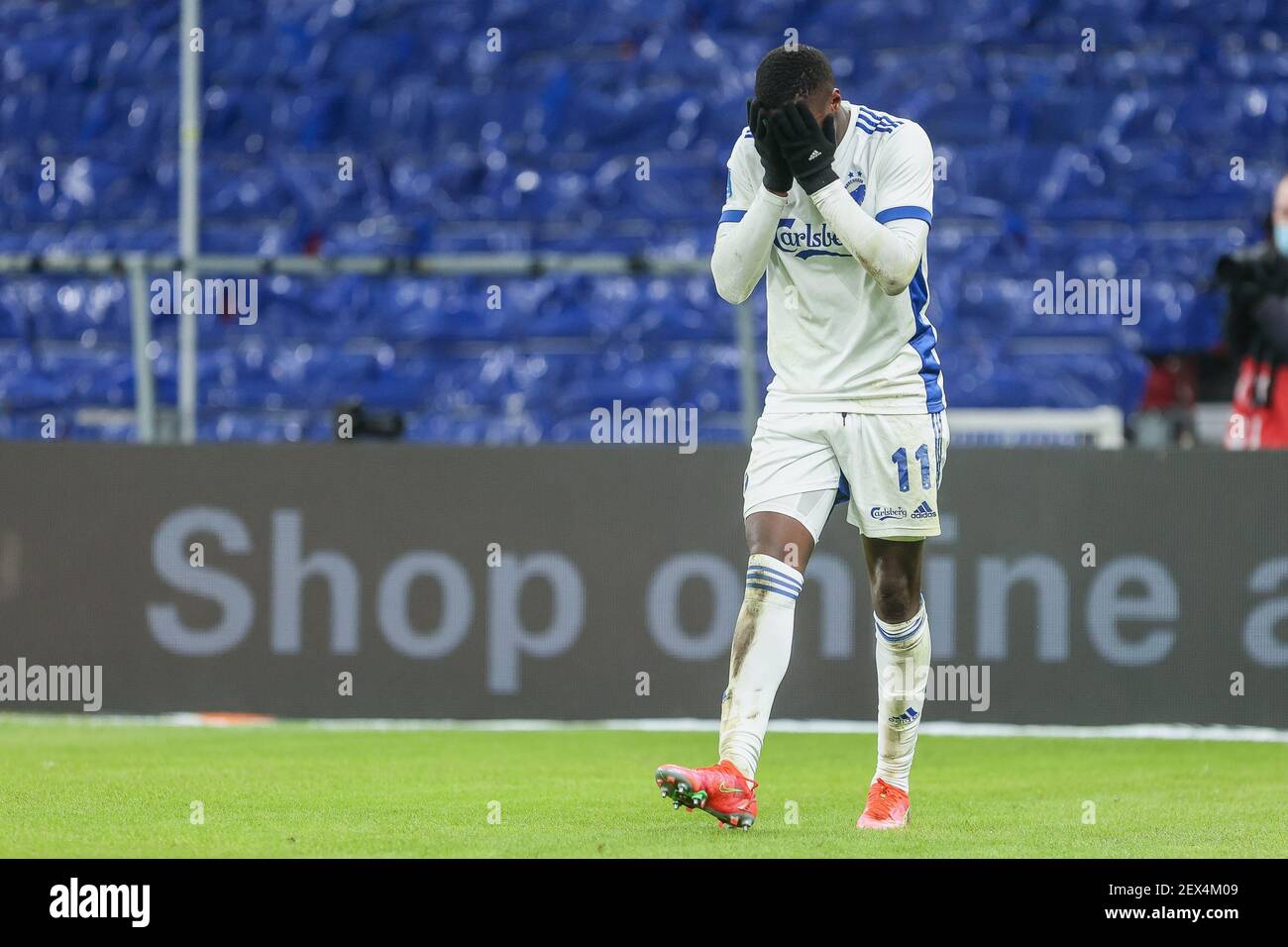 Kopenhagen, Dänemark. 3rd, März 2021. Mohamed Daramy (11) vom FC Kopenhagen punktet und feiert im Superliga-Spiel 3F zwischen dem FC Kopenhagen und Vejle Boldklub in Parken, Kopenhagen. (Bildnachweis: Gonzales Photo - Rune Mathiesen). Stockfoto