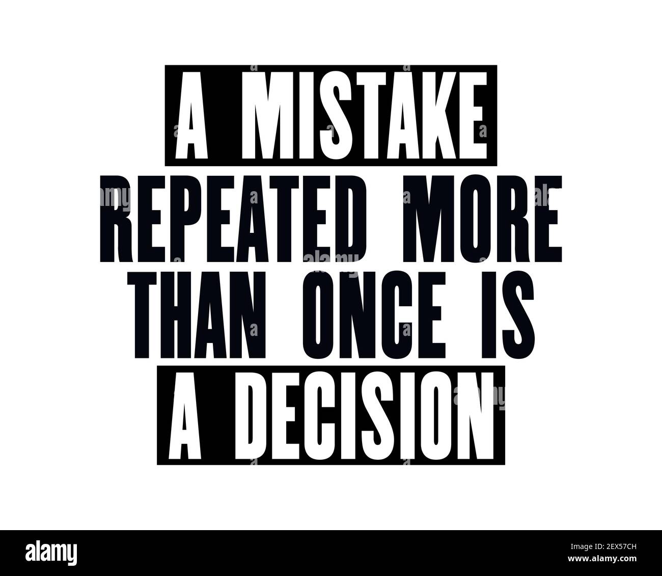 Motivationsangebot mit Text INSPIRIEREN EIN mehrfach wiederholter Fehler ist EINE Entscheidung. Design des Posters für Vektortypografie. Verdiene alte Metallsi Stock Vektor