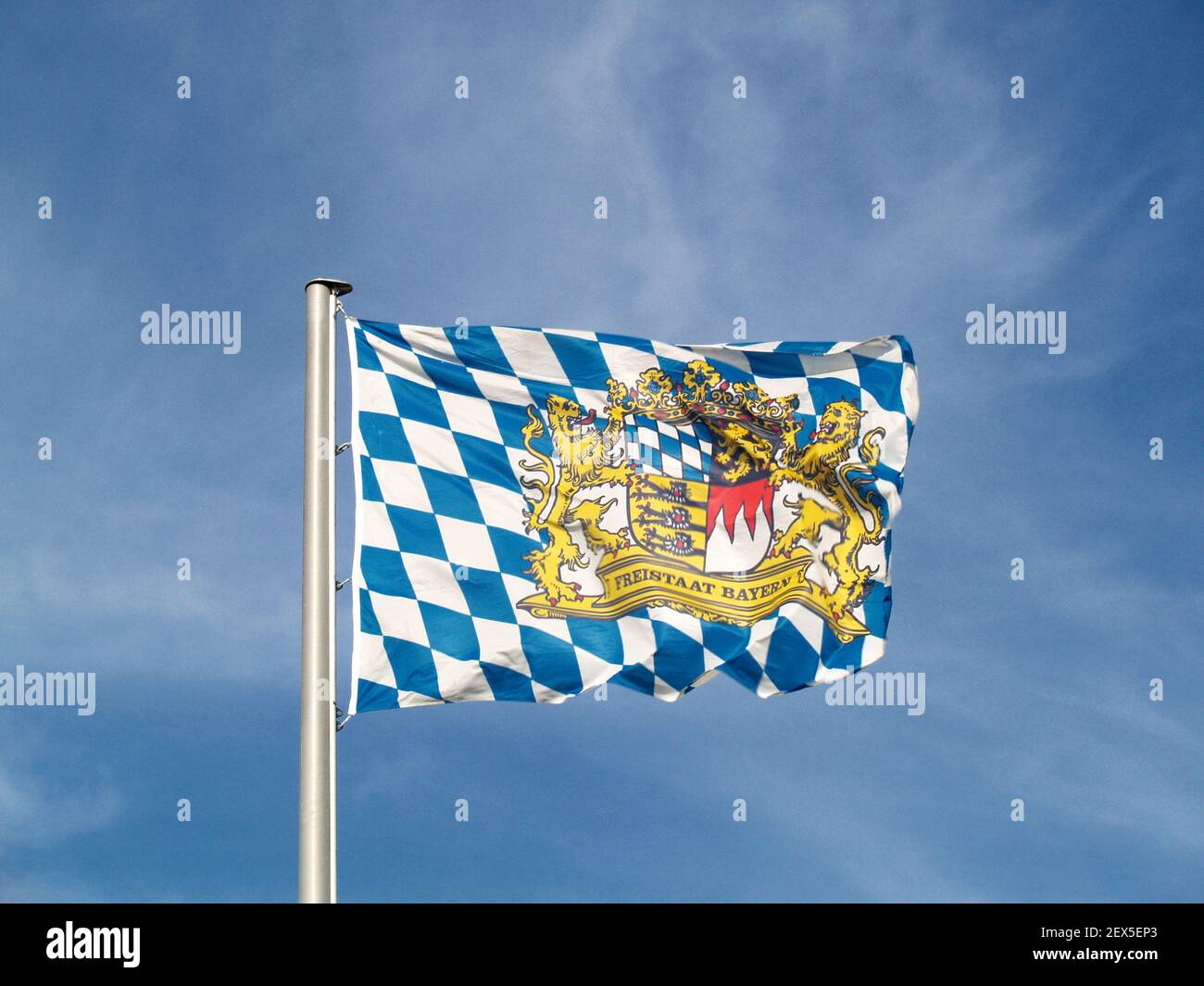 Flagge des Freistaates Bayern, Deutschland Stockfoto
