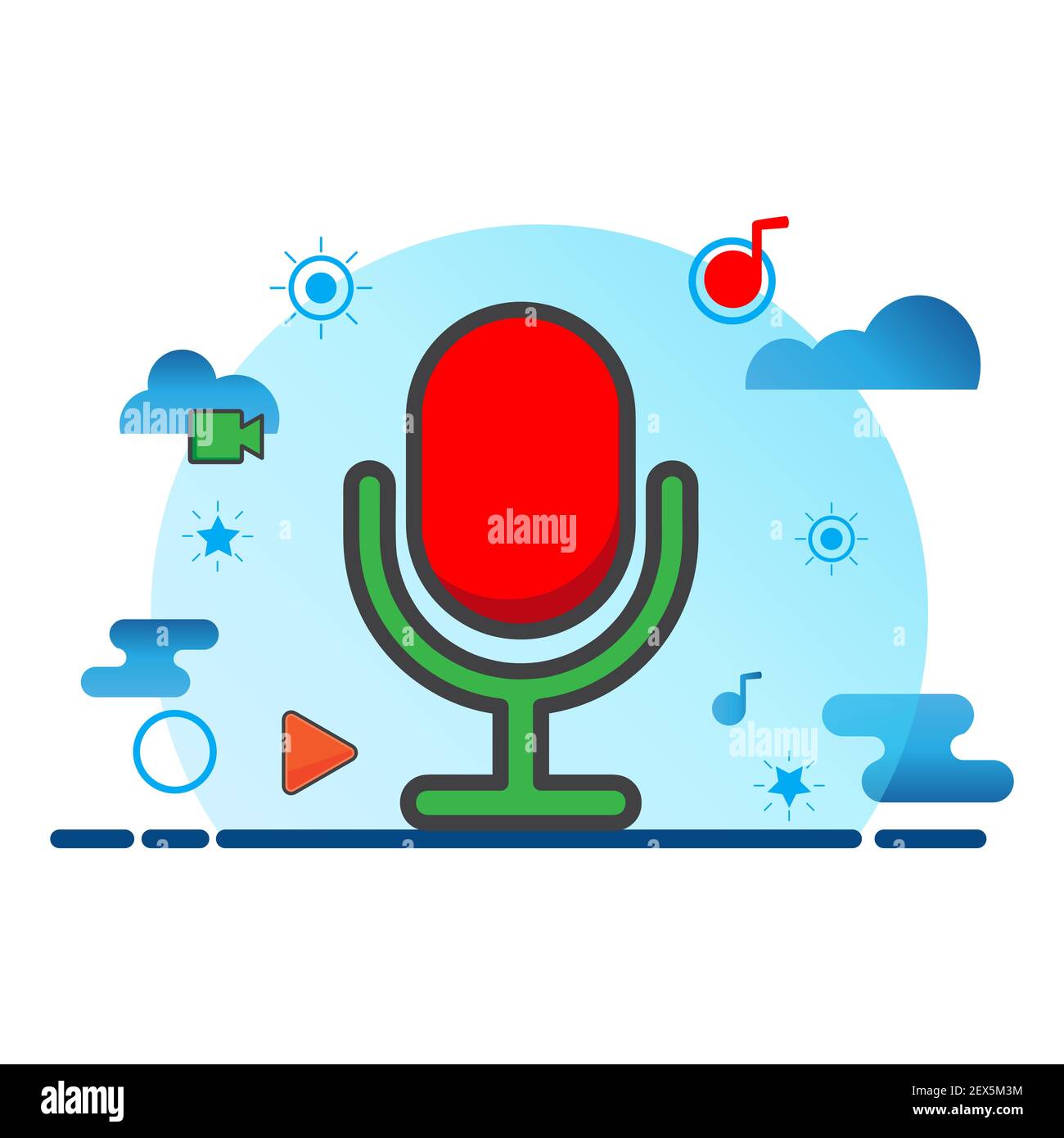 Abbildung des Sprachrecorders. Flaches Vektor-Symbol. Kann für, Icon Design Element, ui, Web, App verwenden. Stockfoto