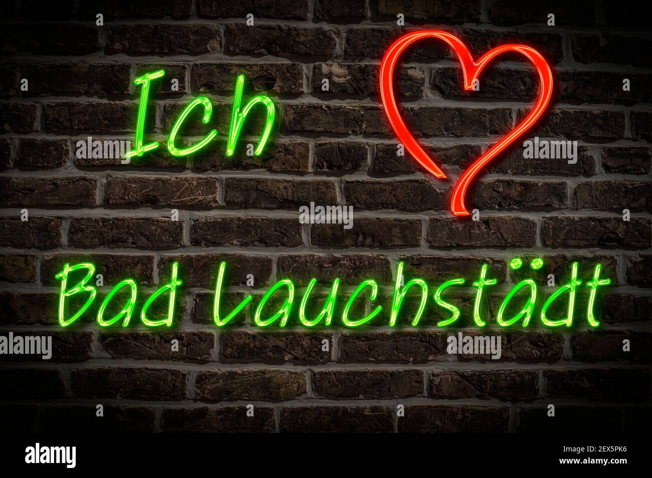Leuchttreklame, Ich liebe Bad Lauchstädt, Sachsen-Anhalt, Deutschland, Europa Ich liebe Bad Lauchstädt, Sachsen-Anhalt, Deutschland, Stockfoto