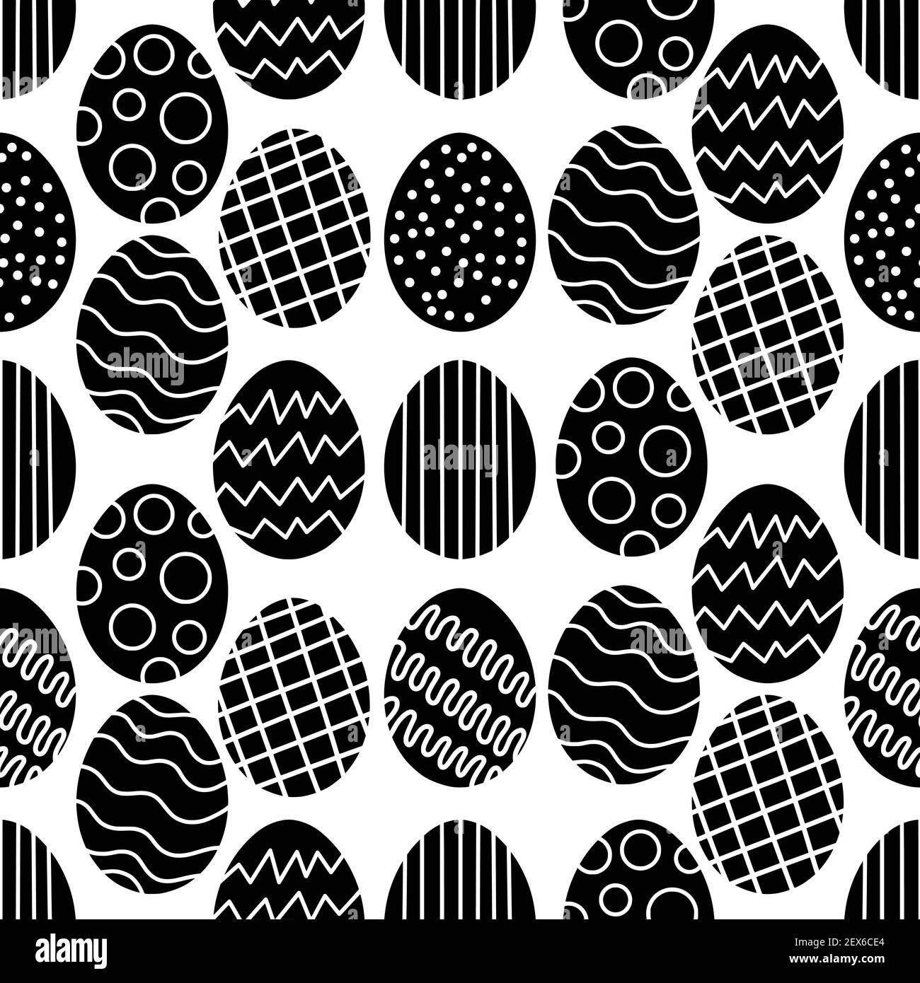 Ostern Nahtloses Muster mit abstrakter Geometrie schwarz-weiße Eier Stock Vektor