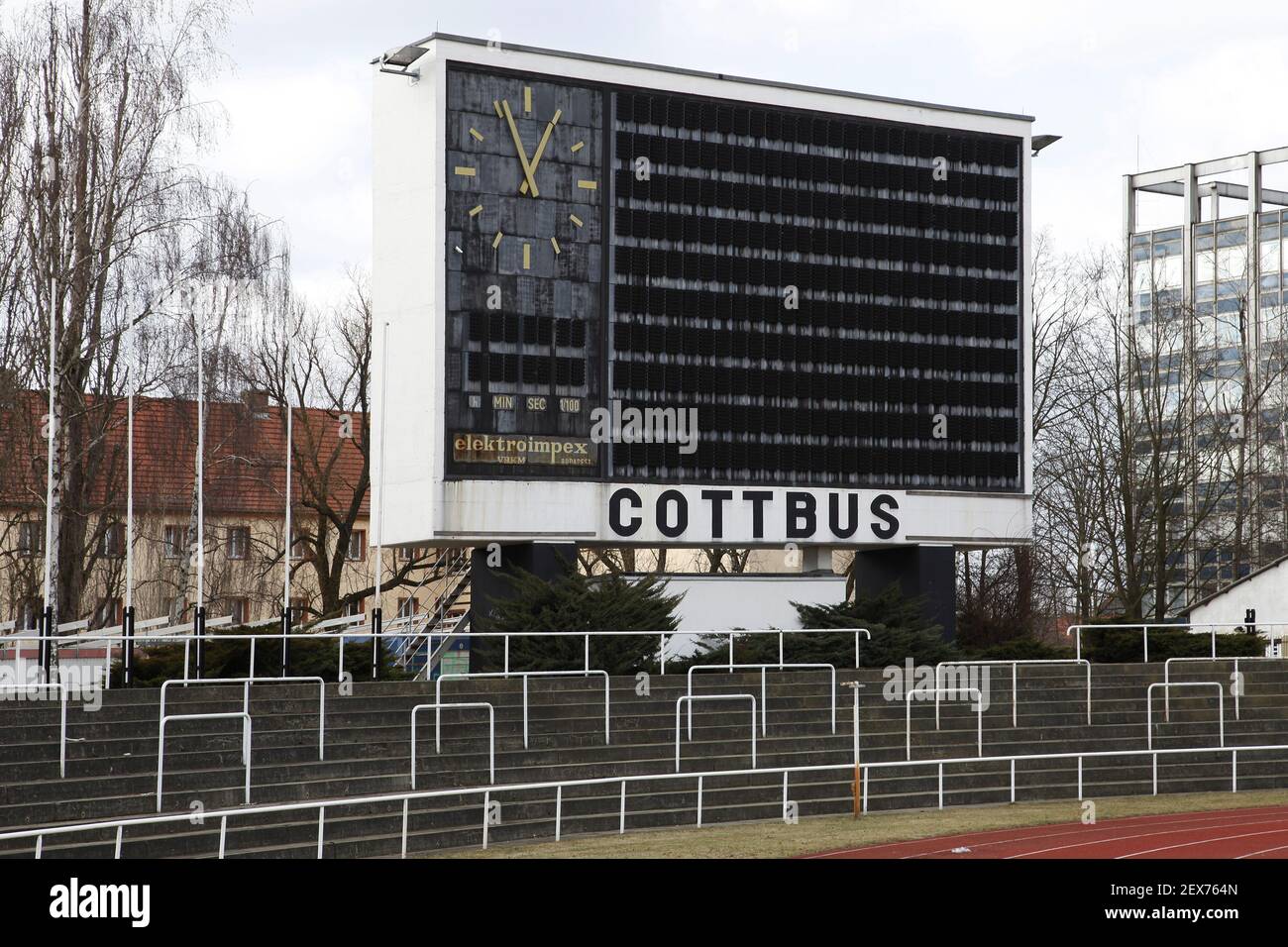 Leichtathletik-Stadion in Cottbus Stockfoto