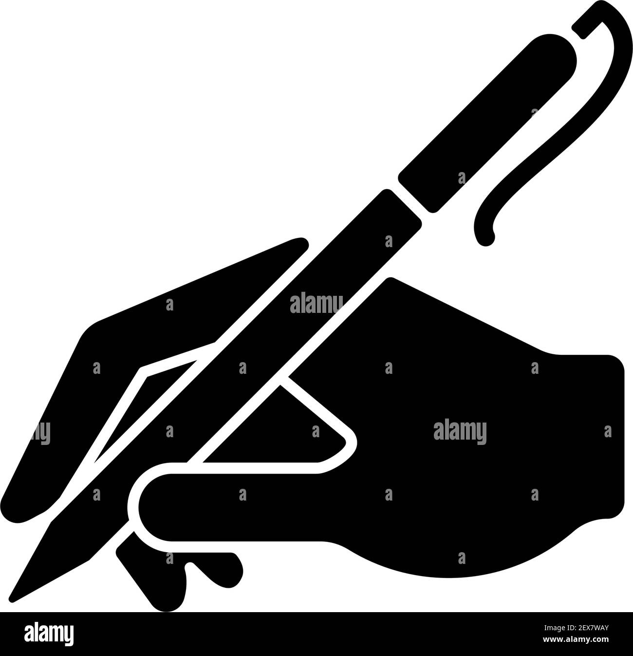 Handschrift mit Stift schwarz Glyph Symbol Stock Vektor