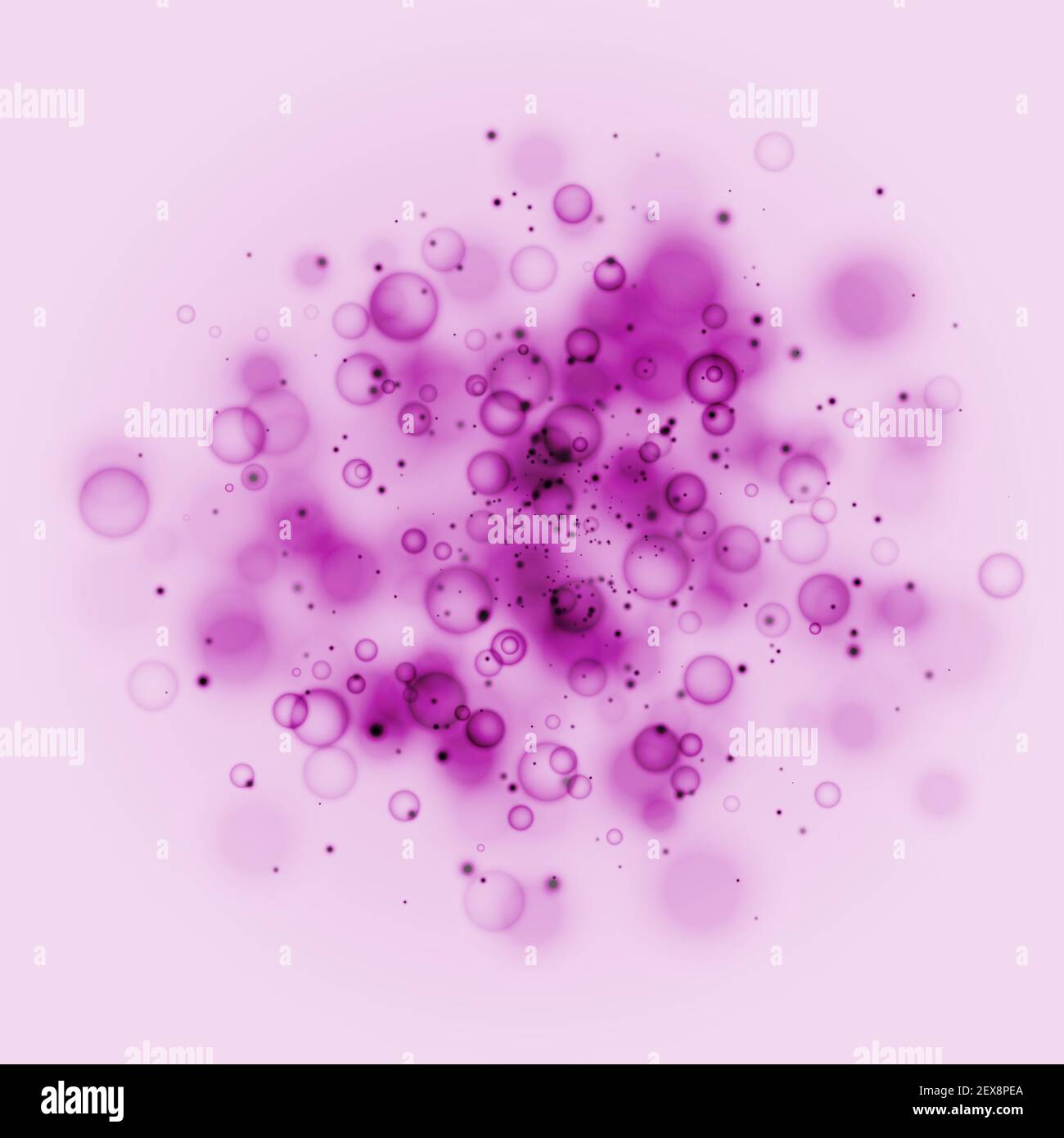 Rosa Wissenschaft Zelle Partikel Hintergrund. Chemie und Biologie, Medizin, Molekularforschung. Mikroskopansicht für Viren oder Erreger Stock Vektor