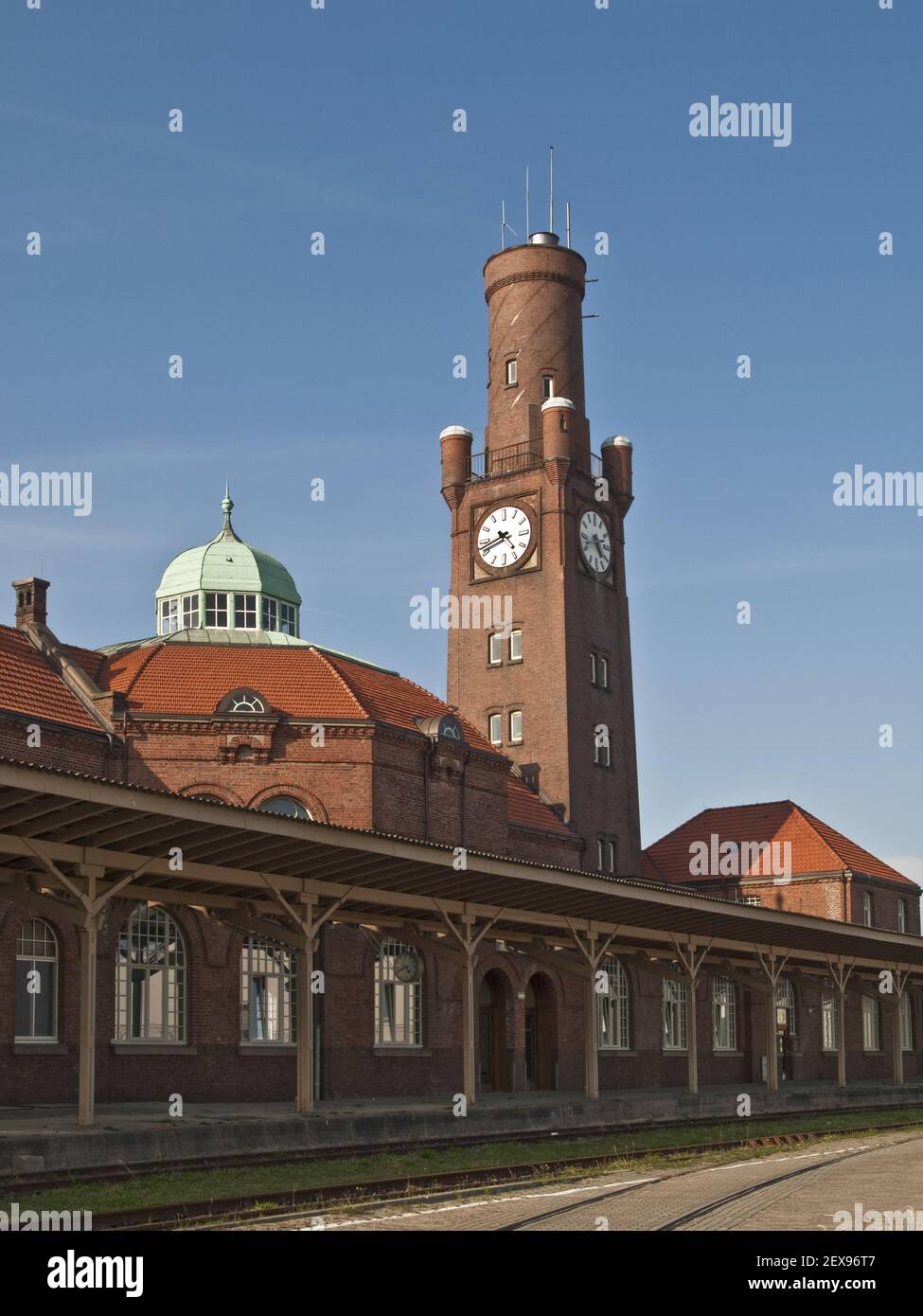 Historischer Hafenbahnhof in Cuxhaven, Deutschland Stockfoto