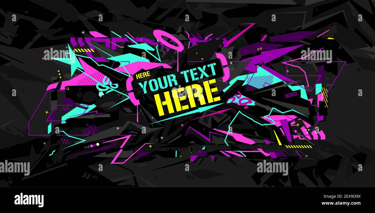 Abstrakt Dunkel Schwarz Und Neon Geometrische Graffiti Stil Hintergrund Vektor Illustrationen Stock Vektor