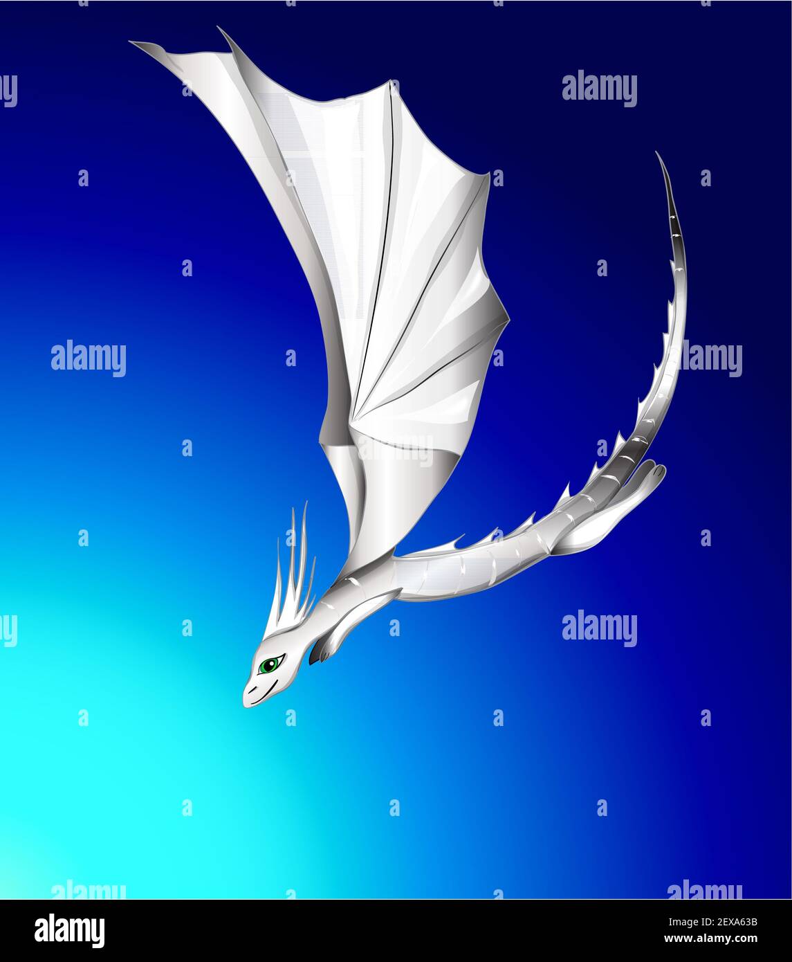 Weißer fliegender Drache Stockfoto