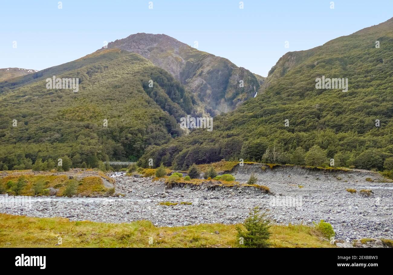 Landschaft rund um den Arthurs Pass in den Südlichen Alpen von New Seeland Stockfoto