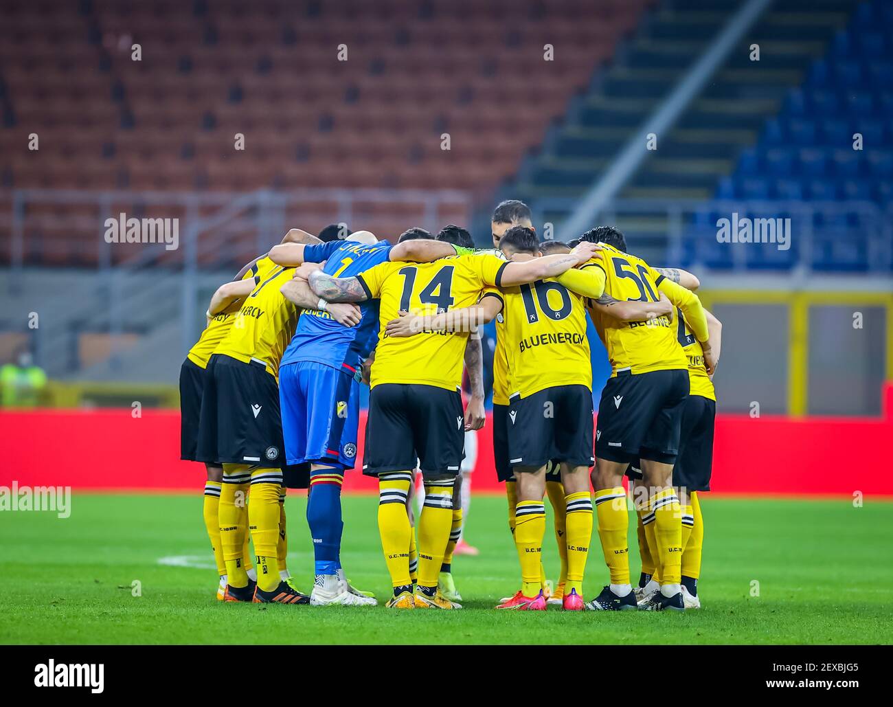 Udinese Calcio Team während der italienischen Meisterschaft Serie A Fußballspiel zwischen AC Mailand und Udinese Calcio am 3. März 2021 in San Siro Stadion in Mailand, Italien - Foto Fabrizio Carabelli / Fabrizio Carabelli Images / DPPI Stockfoto