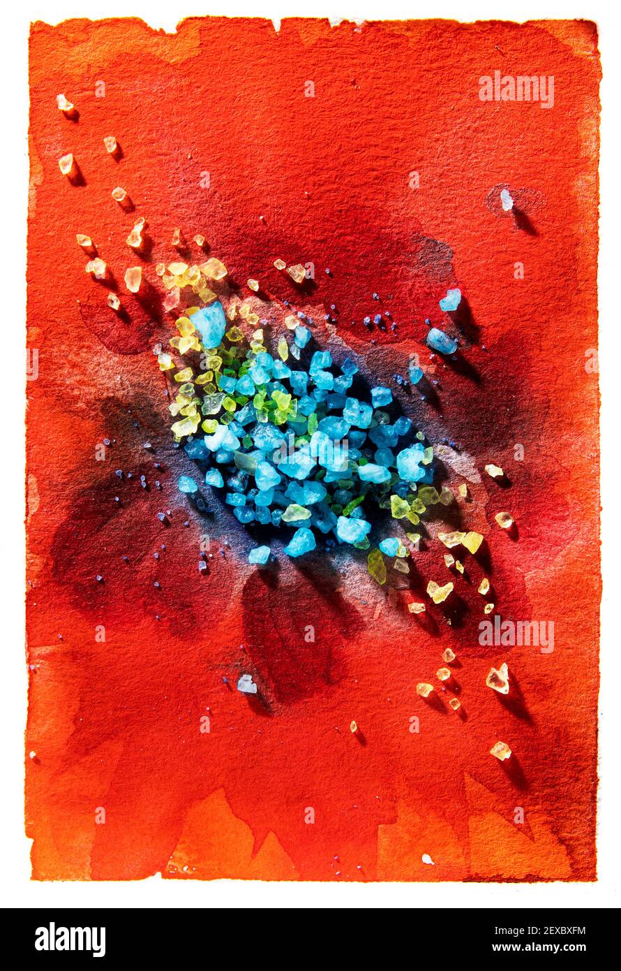 Rote Blume Zentrum Gross Heller Hintergrund Handgezeichnet Mit Roten Tinten Und Aquarellfarben Farbspritzer Und Spritzer Schaffen Abstrakte Blumenmuster Leinwand T Stockfotografie Alamy