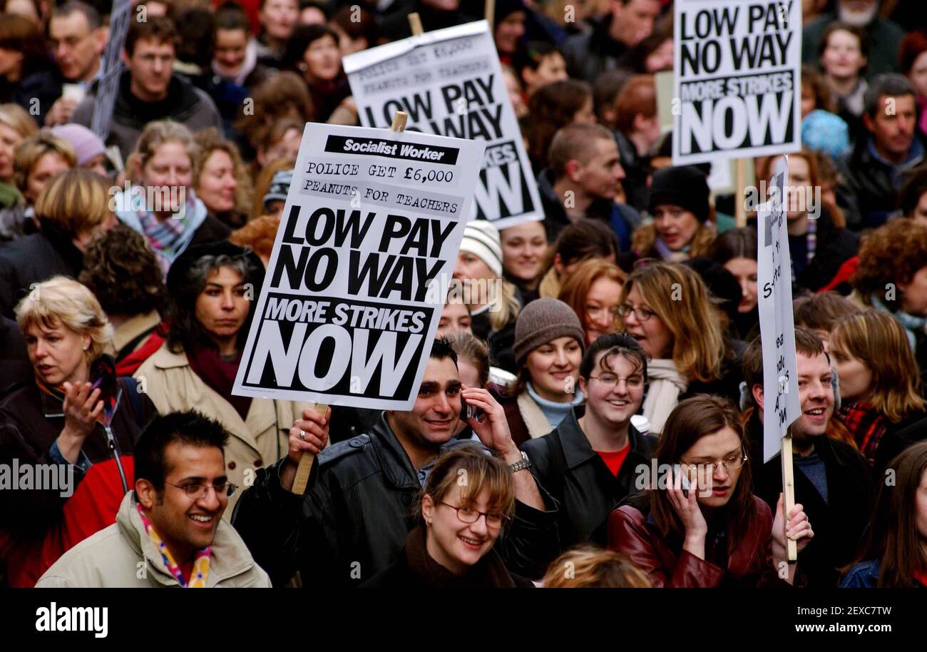 Londoner Lehrer auf Protest in Central London heute in Bezug auf Zum pay,14. März 2002 Foto Andy Paradise Stockfoto