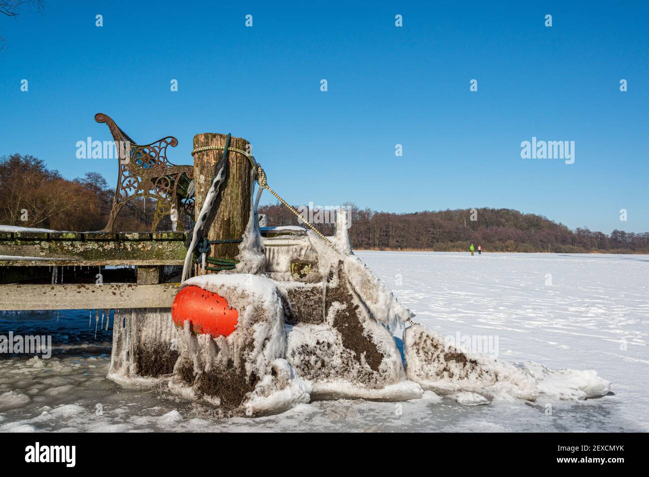 Winterliche Impressionen aus Schleswig-Holstein mit Eis und Schnee im kalten Norden Stockfoto