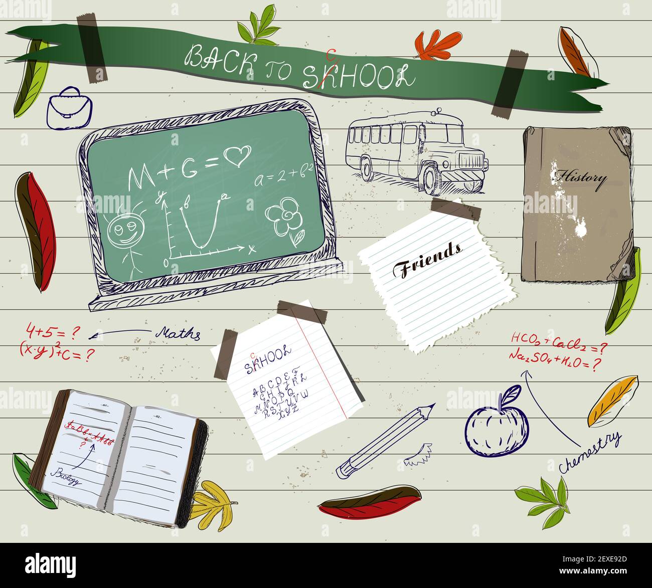 Zurück zu Schule Scrapbooking poster2. Stockfoto