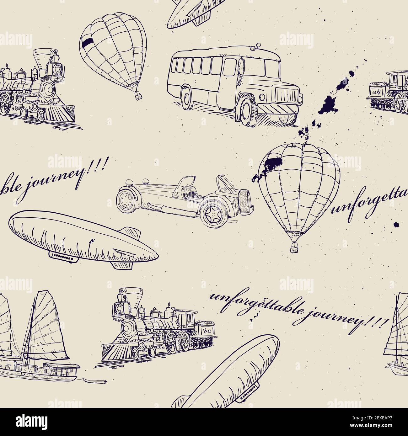 Nahtlose Textur mit Vintage-Transport. Stockfoto