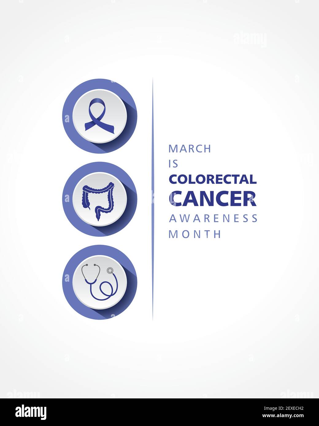 Vektor-Illustration des Darmkrebsbewußtseins Monat beobachtet im März Jedes Jahr Stock Vektor