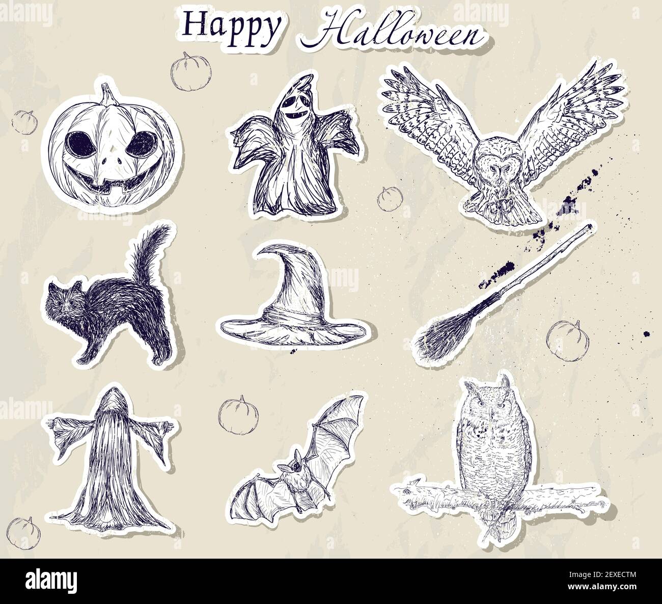 Satz von Halloween-Aufkleber. Stockfoto