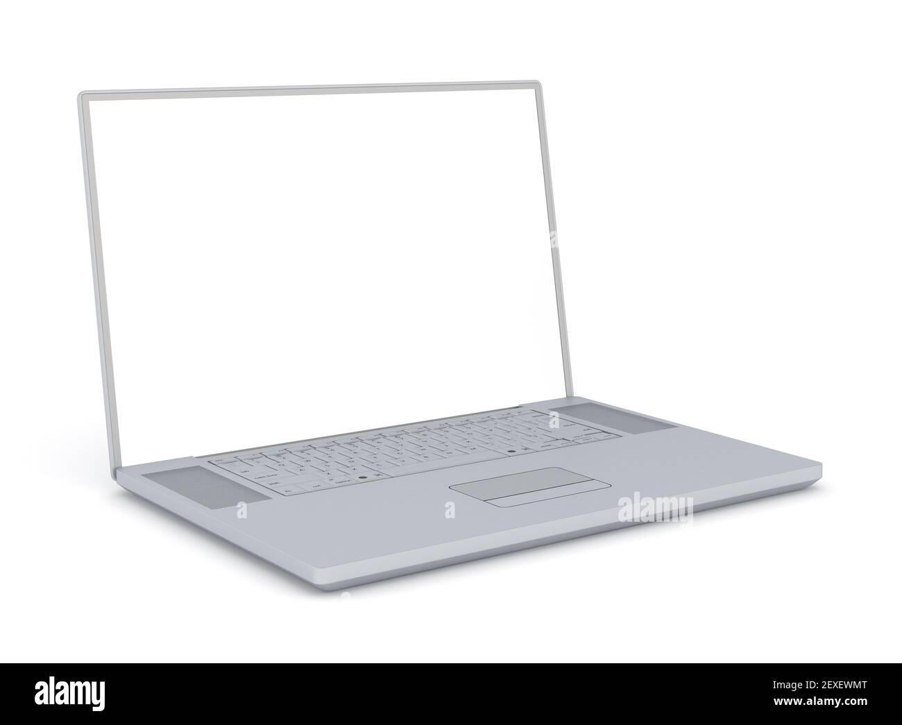 Isolierter Laptop-Computer mit leerem Monitor Stockfoto