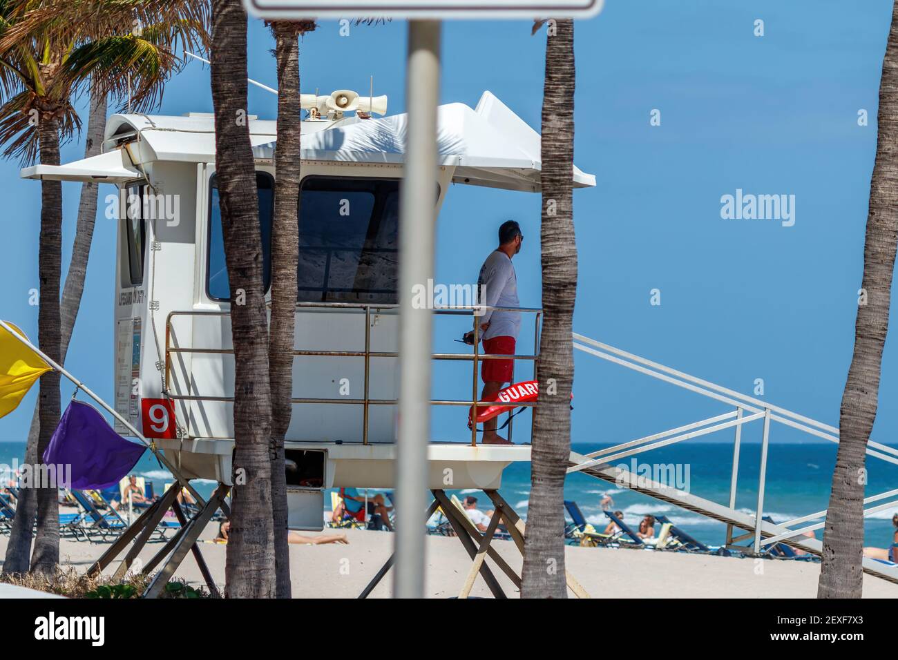 Ft. Lauderdale Rettungsschwimmer im Dienst während der Frühlingsferien Stockfoto
