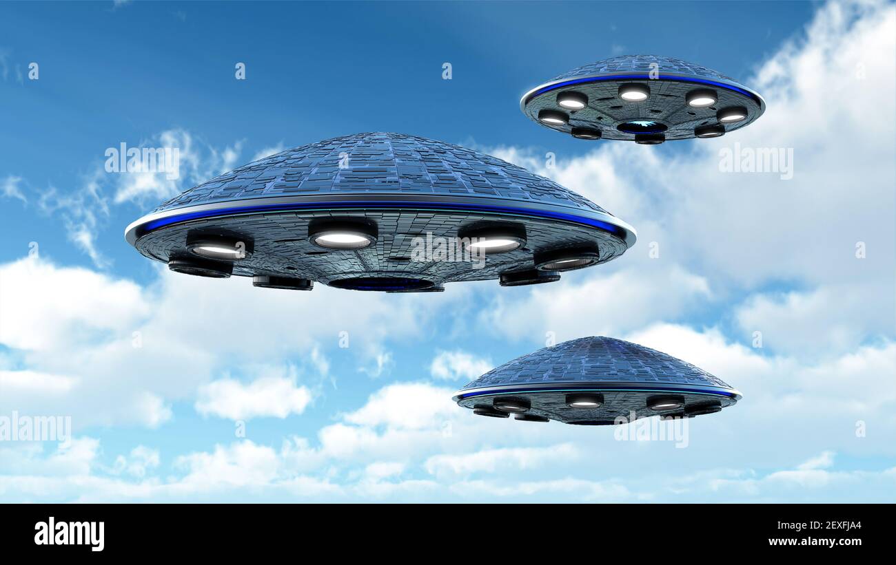 UFO am Himmel Stockfoto