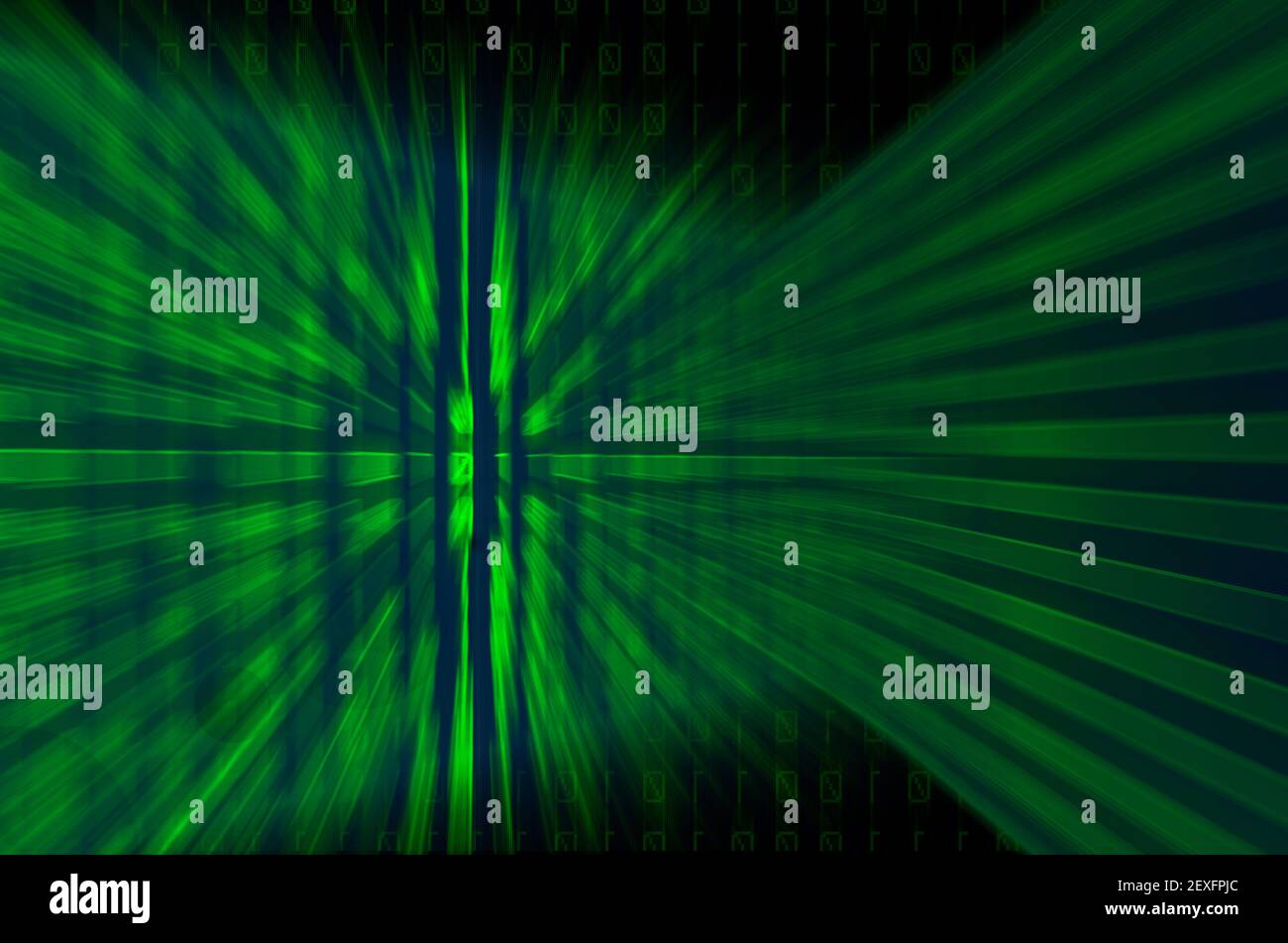 Abstrakte Darstellung von grünen binären Zahlen und digitalen Bildschirm Hintergrund Stockfoto