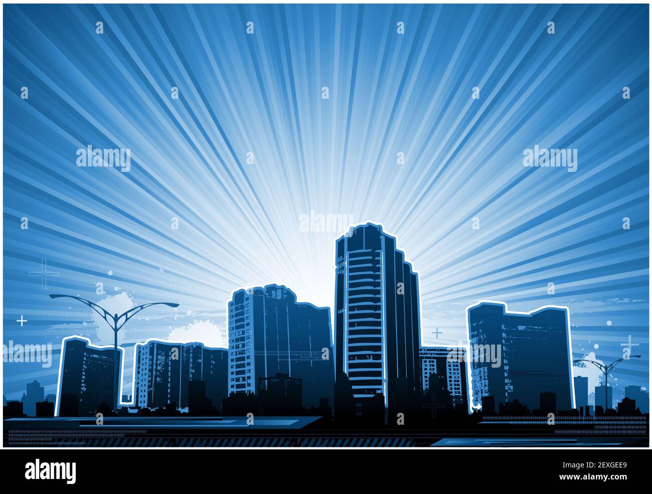 Stadtansichten-Silhouetten-Hintergrund Stockfoto