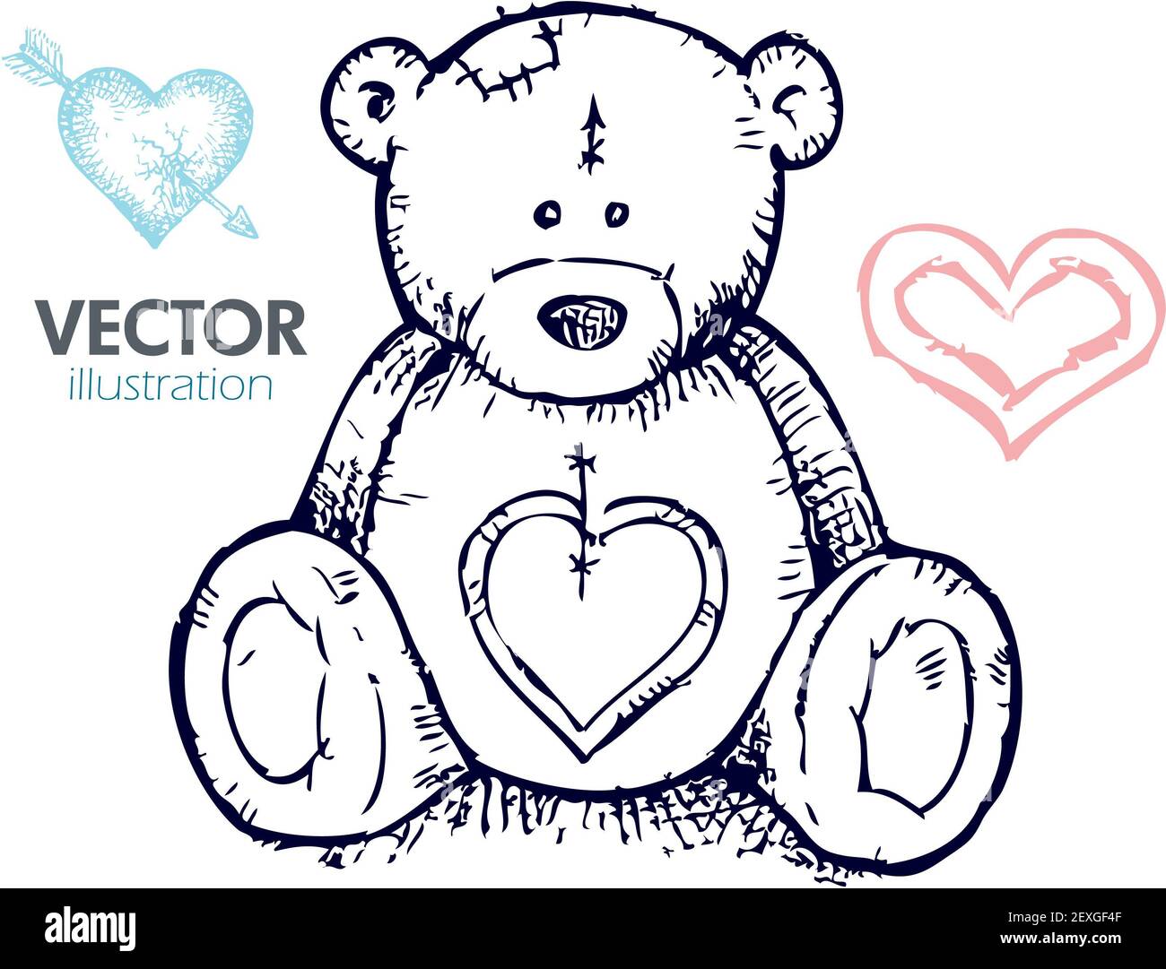 Hand gezeichnet Teddybär Stockfoto
