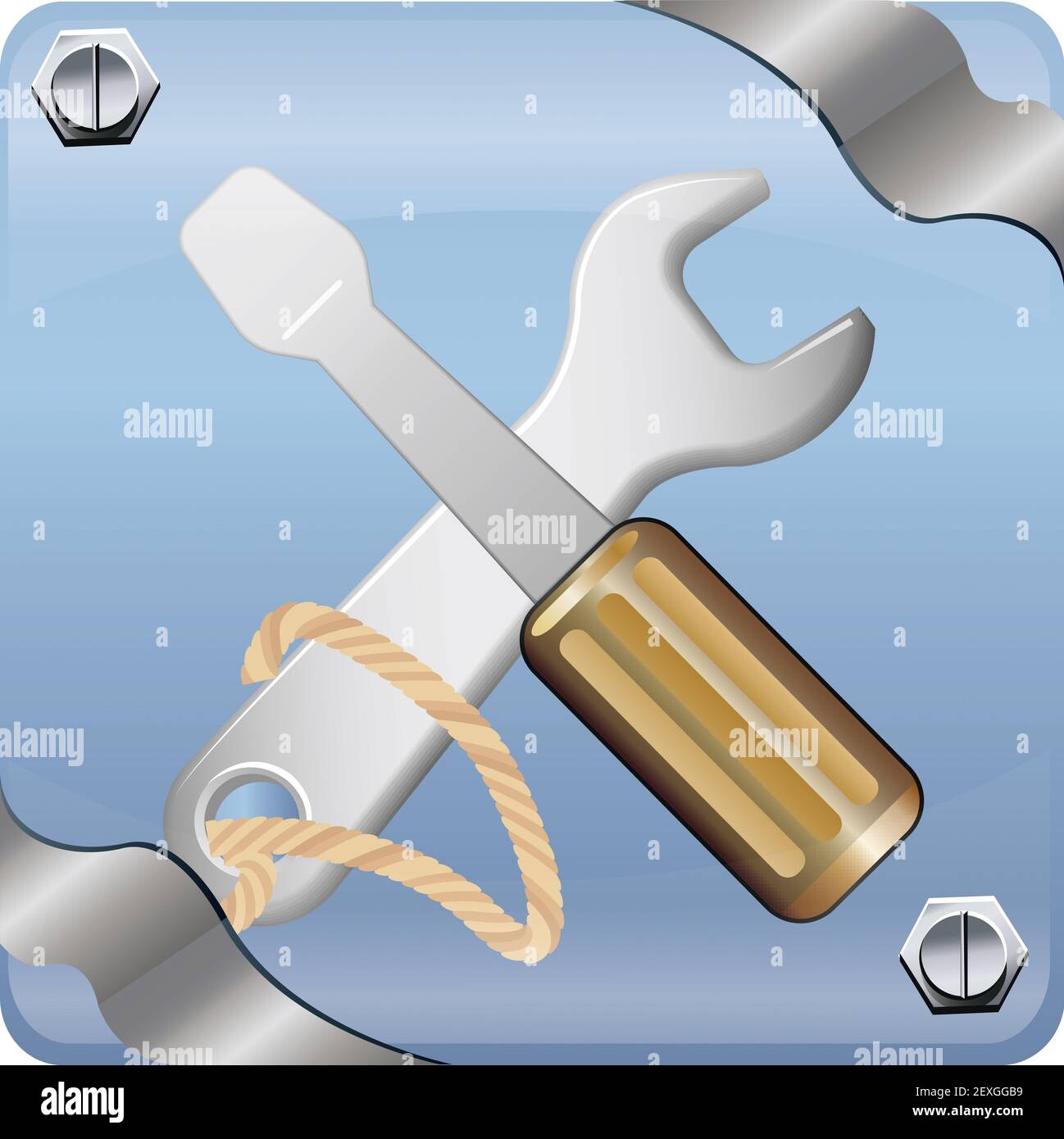 Vektorbild von Schraubenschlüssel und Schraubendreher Stockfoto