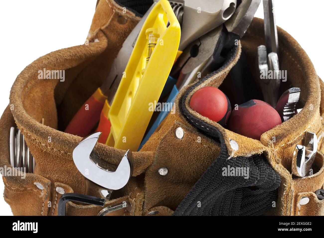 Arbeitswerkzeuge im Werkzeuggürtel Stockfoto